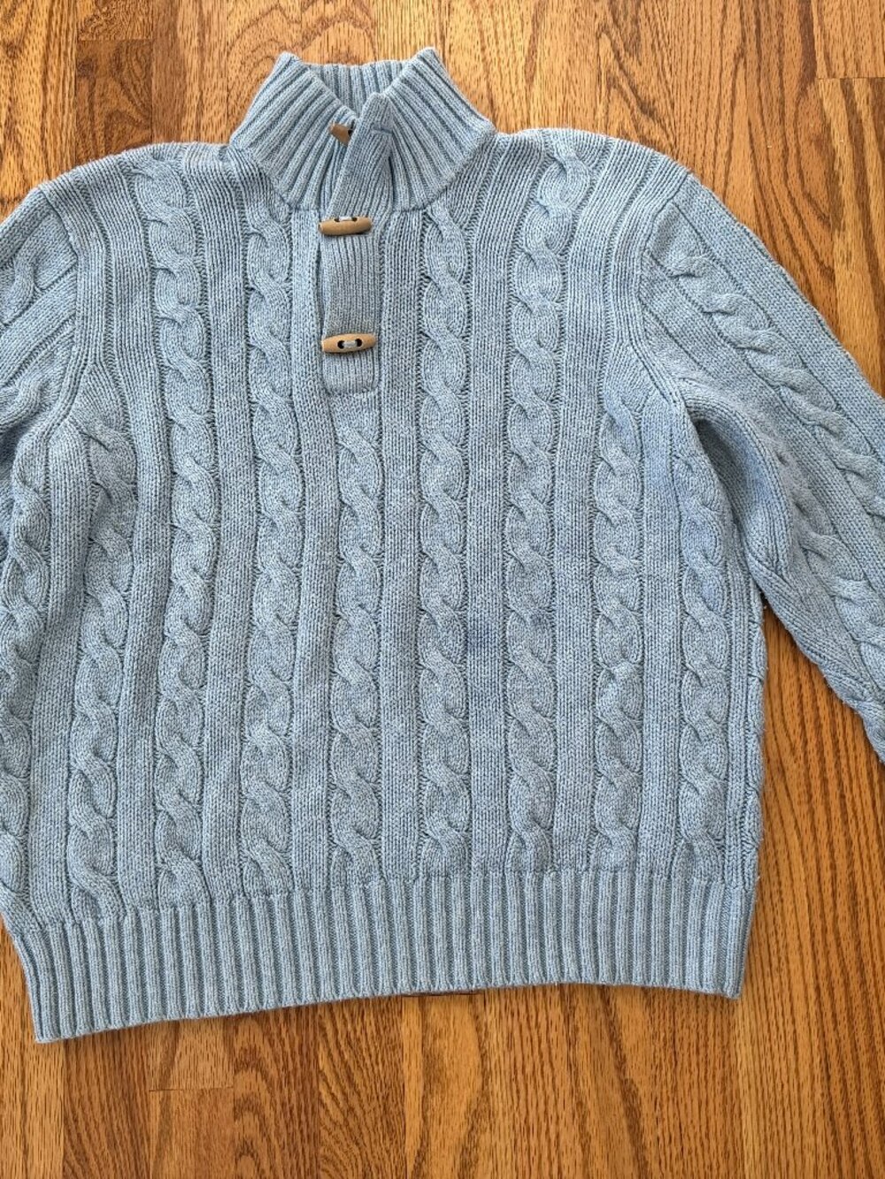 Vintage Polo Ralph Lauren Men Cable Knit Mock Toggle Neck Blue Size L - Picture 4 of 4